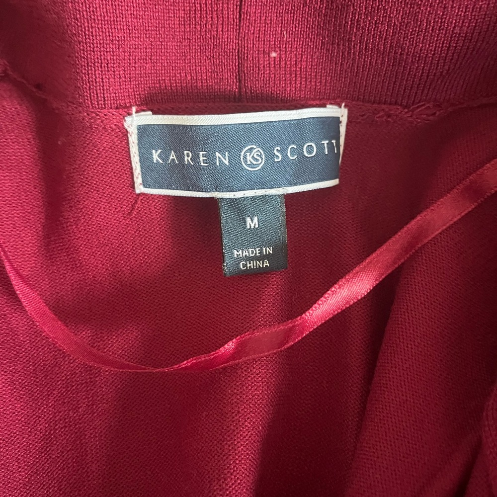 Maroon Karen Scott open front sweater